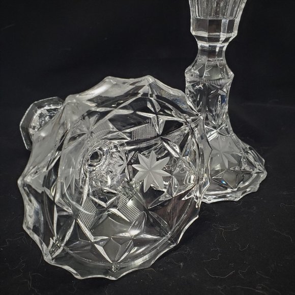 Set of 2 Lead Crystal Vintage Glass Candle Stick Holders 5” Clear Crystal - Picture 8 of 13